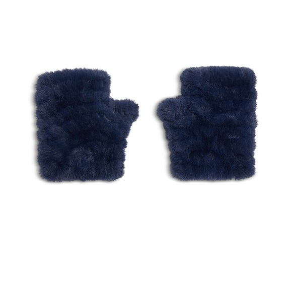 Jocelyn Navy Blue Faux Fur Fingerless Gloves